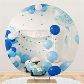 Weiß Blau Luftballons Und Auto Glücklich Kinder Geburtstag Hintergrund